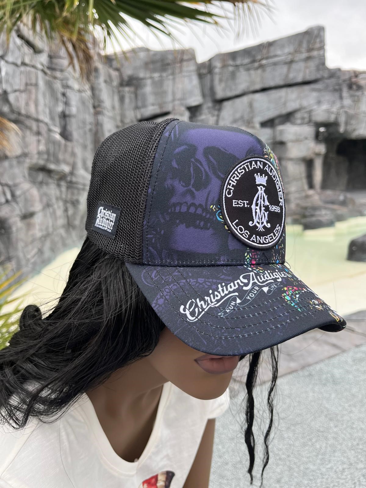 Casquette brodée noir Christian Audigier filet noir – Image 4