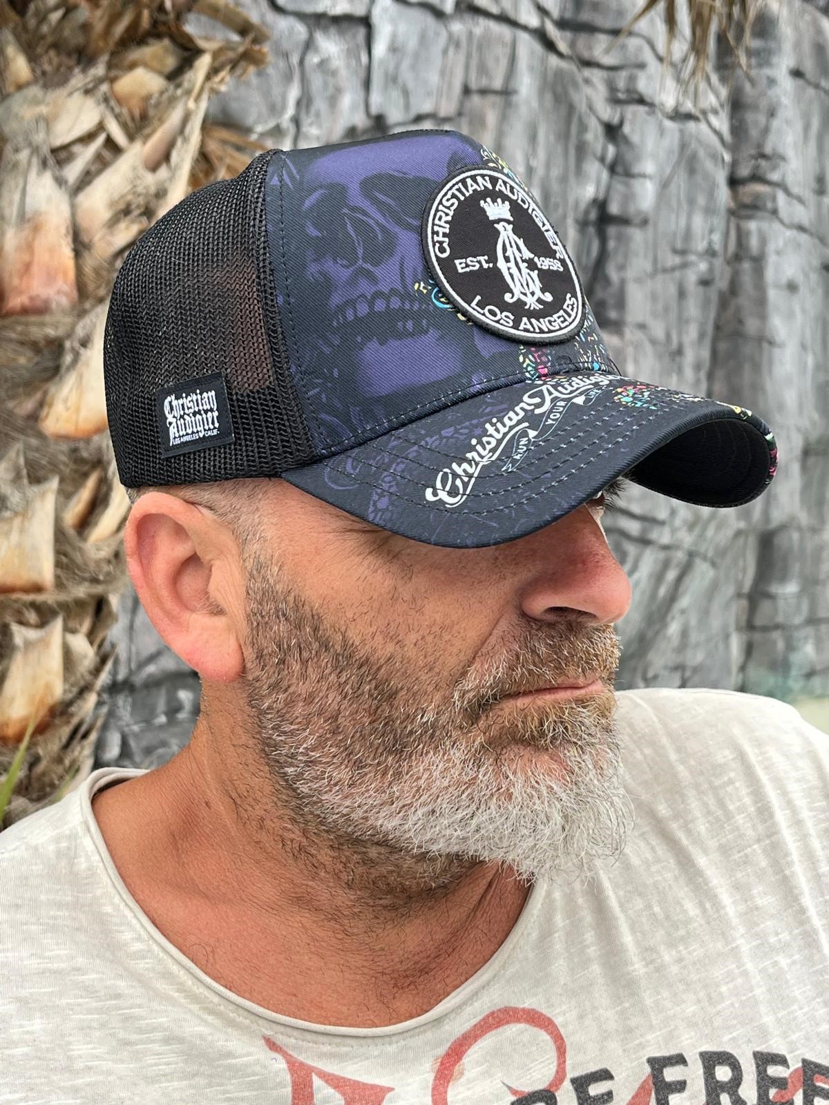 Casquette brodée noir Christian Audigier filet noir – Image 3