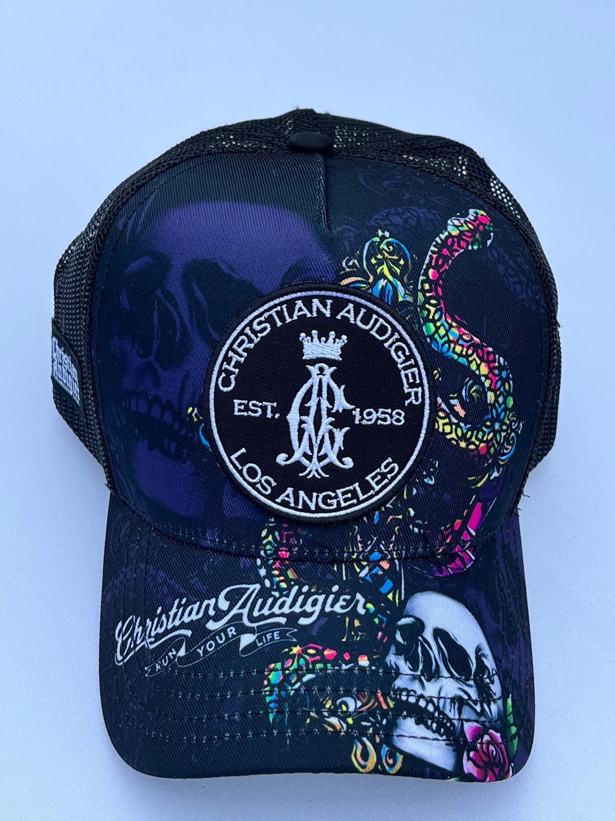 Casquette brodée noir Christian Audigier filet noir