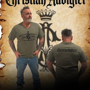 T-shirt homme Christian Audigier kaki col V