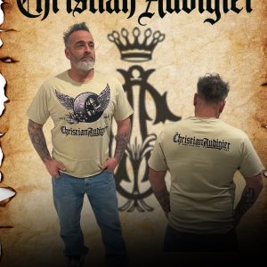 T-shirt homme Christian Audigier Wheel Angel Beige col rond